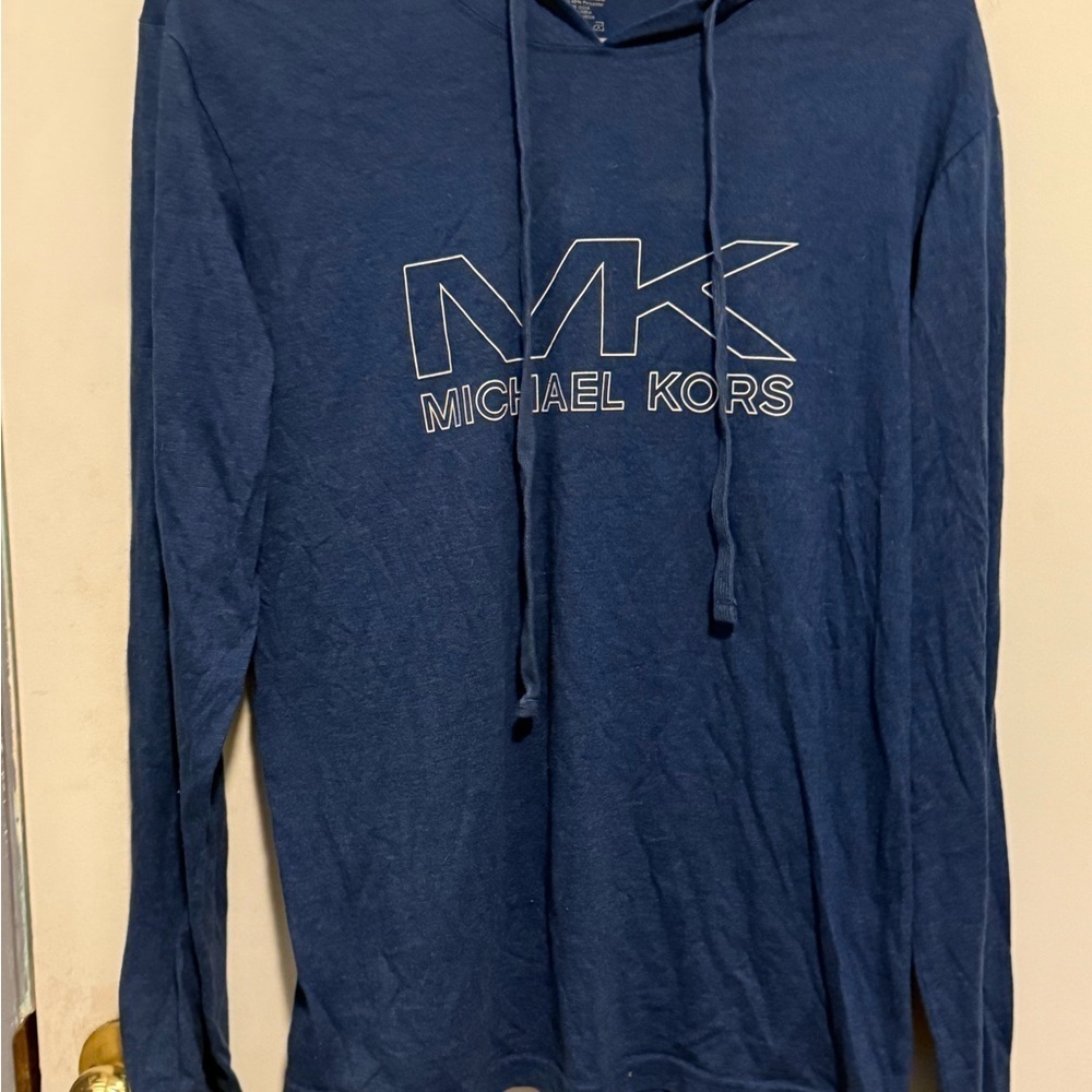 Michael Kors Blue Long Sleeve Hooded Shirt